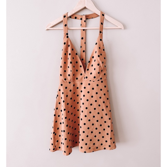 NBD Dresses & Skirts - NBD nude polka dot mini dress